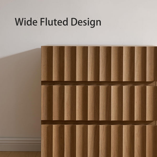 9-Drawer Wide Dresser with Fluted Design