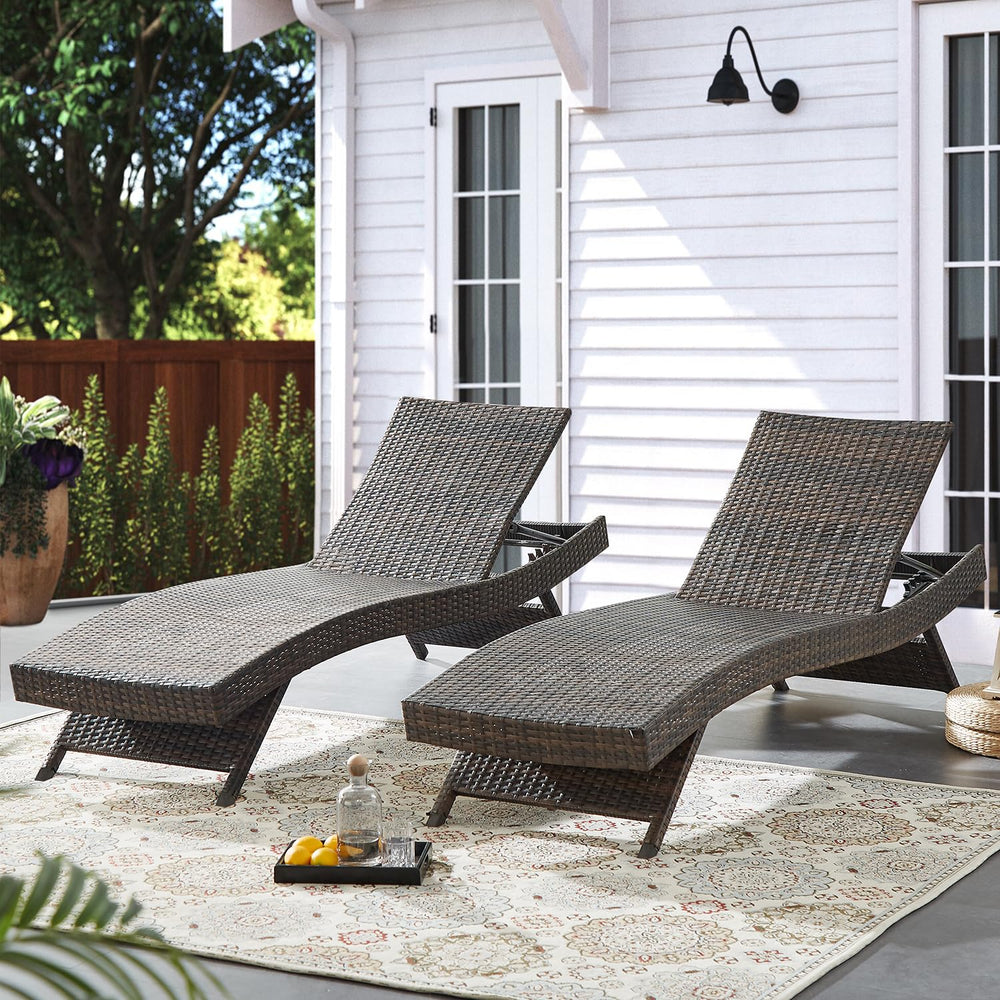 Outdoor Rattan Reclining Chaise Lounge Chair