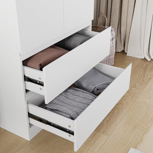 Freestanding Wardrobe Cabinet with Doors & Drawers