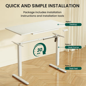 Electric Glass Standing Desk with Drawer 55x24 Inch