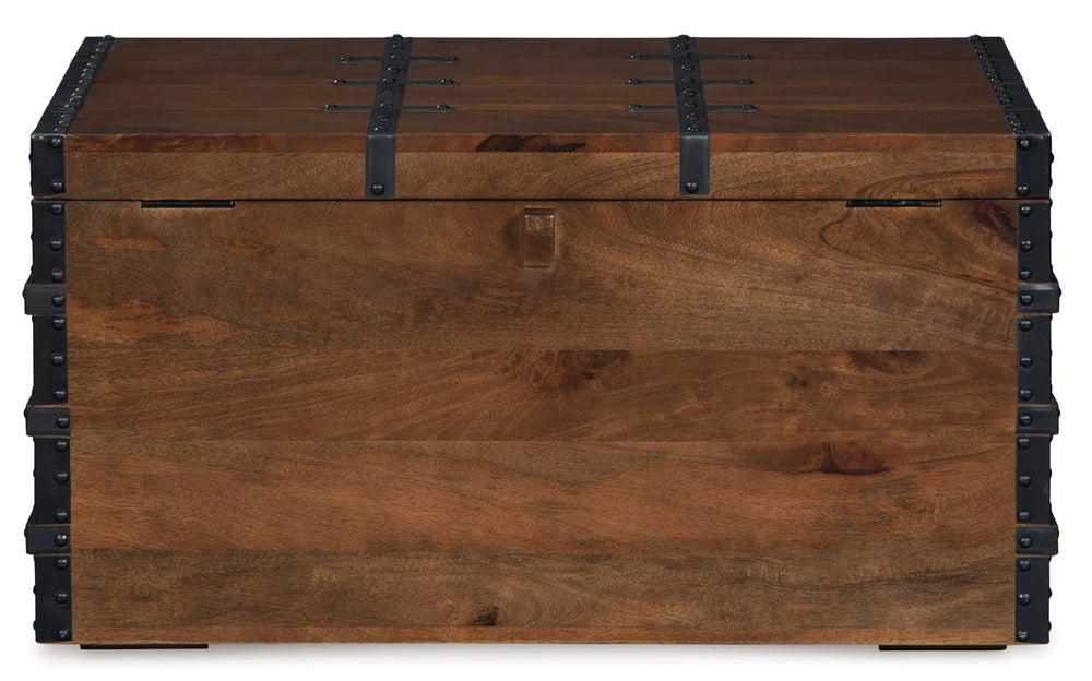 Dark Brown Wood Storage Trunk Coffee Table with Lift Top