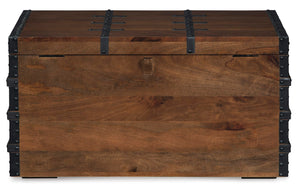 Dark Brown Wood Storage Trunk Coffee Table with Lift Top