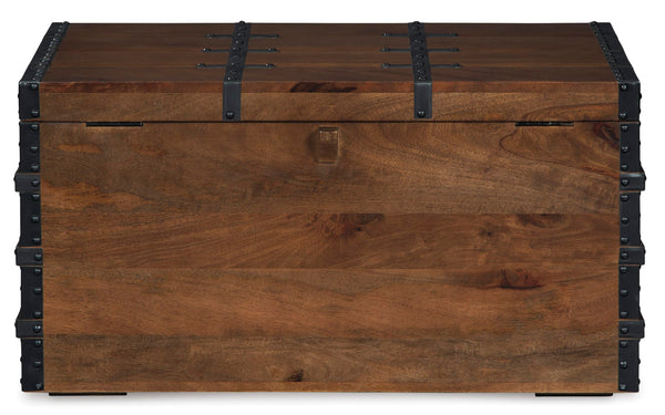 Dark Brown Wood Storage Trunk Coffee Table with Lift Top