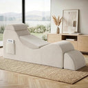 Ergonomic Yoga Chaise Lounge Chair with Headrest, Lumbar Pillow & Ottoman