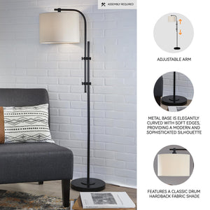 Modern Metal Adjustable Floor Lamp – Black, 60"