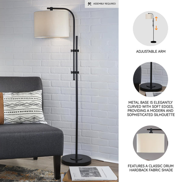 Modern Metal Adjustable Floor Lamp – Black, 60"