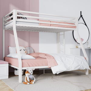 Twin Over Full Metal Bunk Bed with Ladder and Guardrail