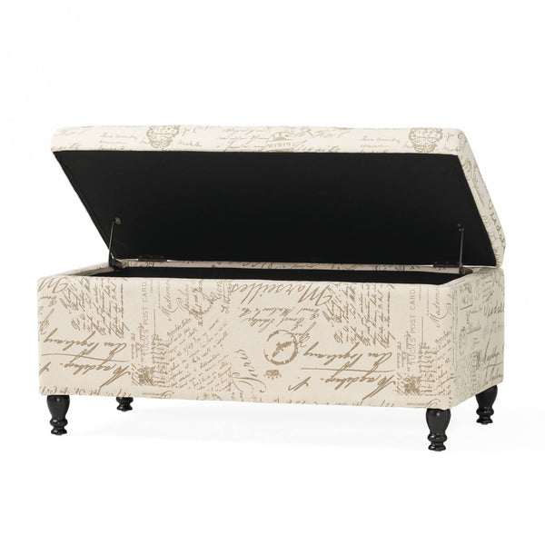Parisian Storage Ottoman – French Script