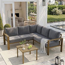 L-Shaped Outdoor Sectional Sofa Set with Coffee Table
