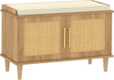 Rattan Shoe Storage Bench with Cushion