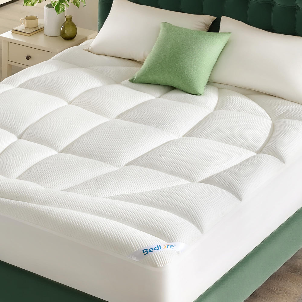 TENCEL Lyocell Blend Pillow Top Mattress Topper – Cooling, Deep Pocket, Machine Washable