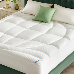 TENCEL Lyocell Blend Pillow Top Mattress Topper – Cooling, Deep Pocket, Machine Washable