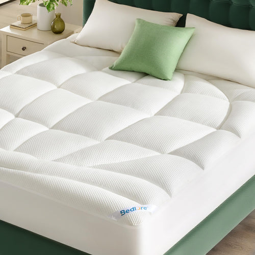 TENCEL Lyocell Blend Pillow Top Mattress Topper – Cooling, Deep Pocket, Machine Washable