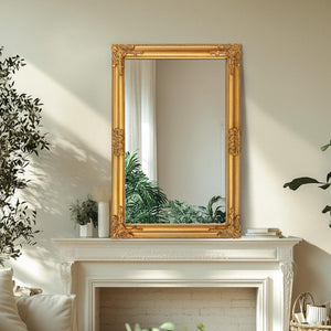 Baroque Gold Wall Mirror – Ornate Antique Rectangular Frame
