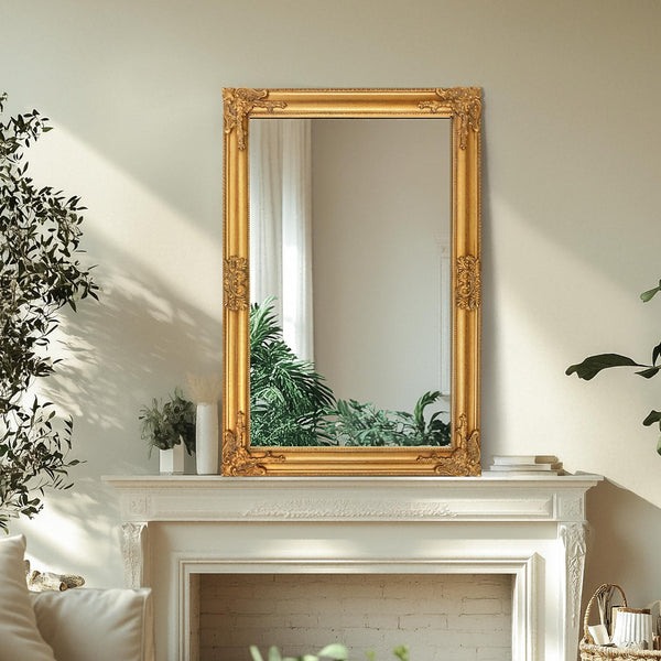 Baroque Gold Wall Mirror – Ornate Antique Rectangular Frame