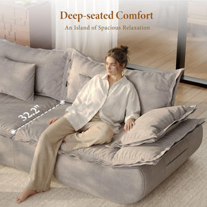86.6" Cloud Couch Sailboat Sofa – 3-Seater, Deep Seat, Chenille, Light Grey