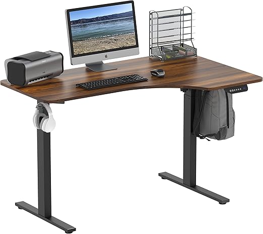 L-Shaped Electric Standing Desk 55 Inch Height Adjustable