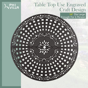 Round Cast Aluminum Outdoor Dining Table with Umbrella Hole