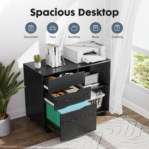 3-Drawer Lateral File Cabinet with Wheels