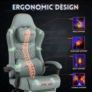 Ergonomic Gaming Chair with Retractable Footrest & Lumbar Support – 400 lb Capacity