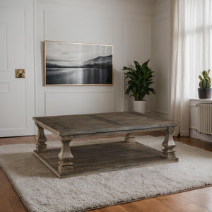 Farmhouse Coffee Table – Weathered Gray Finish