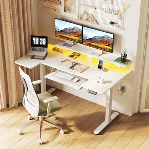 U-Shaped Electric Standing Desk with Keyboard Tray & Monitor Stand