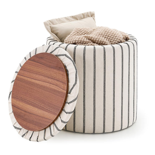 Storage Ottoman with Detachable Tray