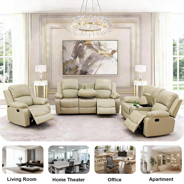 3-Piece Reclining Sectional Sofa with Storage Console