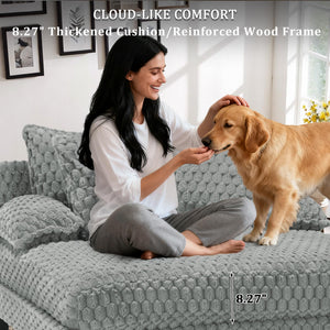 Faux Fur Indoor Chaise Lounge Chair with Adjustable Backrest & Lumbar Pillows