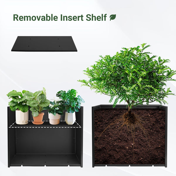 Metal Rectangular Outdoor Planter Box with Drainage Holes
