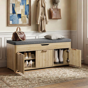 Lift Top Shoe Storage Bench with Cushioned Seat