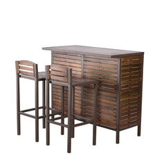 Indoor Acacia Wood Bar Set with Rustic Metal Accents
