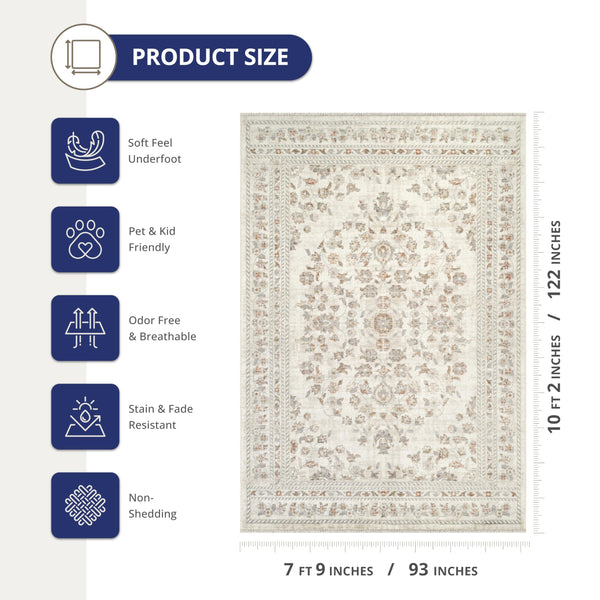 Oriental & Vintage Beige Area Rug