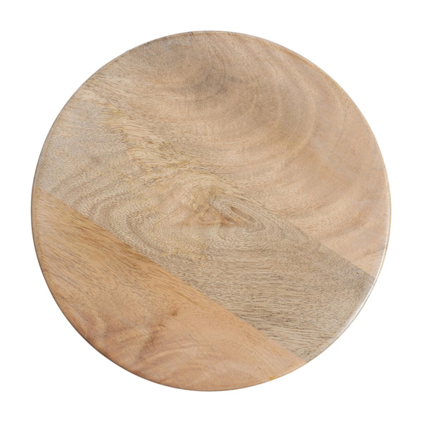 Round Solid Mango Wood Pedestal Drink Table
