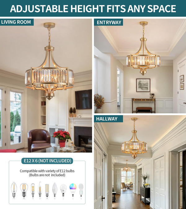 Crystal Chandelier – Modern Farmhouse Ceiling Light Fixture