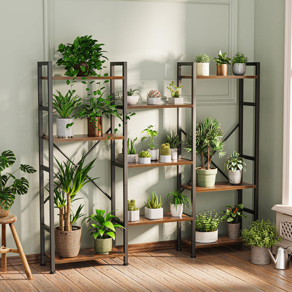 Industrial Ladder Bookshelf with Adjustable Shelves