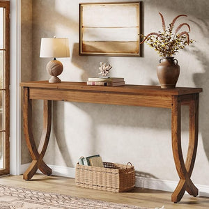 63" Solid Wood Farmhouse Console Table
