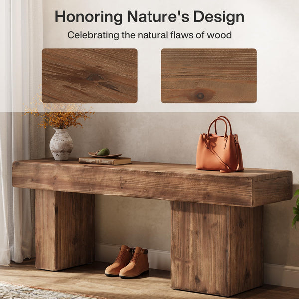 Solid Wood Farmhouse Bench 47"