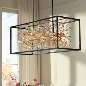 8-Light Crystal Rectangular Pendant Chandelier