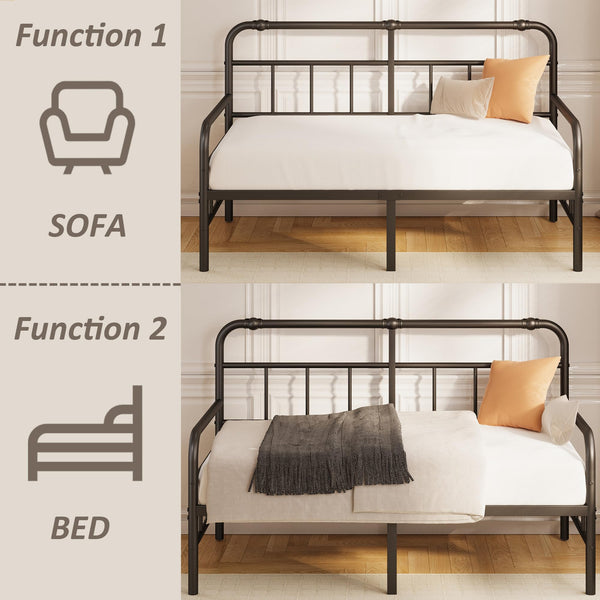 Metal Twin Daybed Frame with Headboard