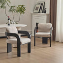 Boucle Dining Chairs Set of 2 with Cushion & Curved Arms