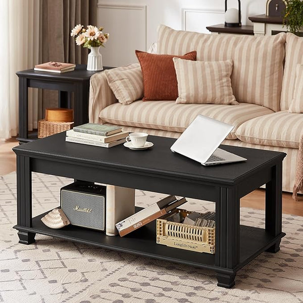 Farmhouse Coffee Table with Open Storage Shelf