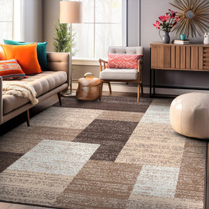 Contemporary Distressed Geometric Area Rug