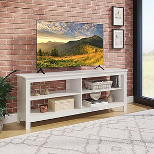 Modern TV Stand with 4 Open Shelves for TVs up to 65 Inches