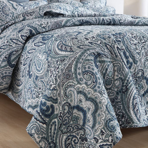 Paisley Cotton Quilt Set – 3-Piece Reversible Bedspread