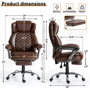 500 lbs Ergonomic Reclining Office Chair with Foot Rest
