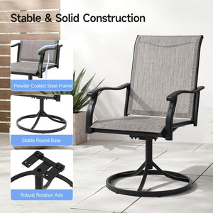 Outdoor Swivel Patio Dining Chair with 360° Rotation & Rocking – Set of 2