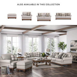 Farmhouse Upholstered Ottoman with Turned Legs
