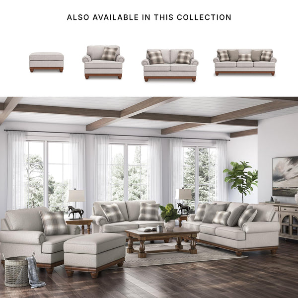 Farmhouse Upholstered Ottoman with Turned Legs