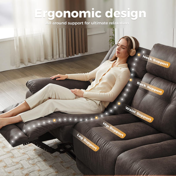 Oversized 3-Seater Manual Recliner Sofa – 86" Wide, No Assembly